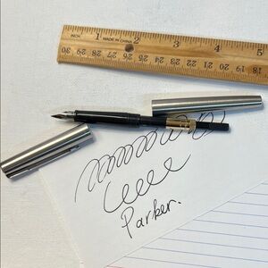 Parker Stainless Steel Fountain Pen with Black Section